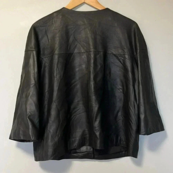Chico’s black leather  gold buttons jacket - Picture 6 of 6